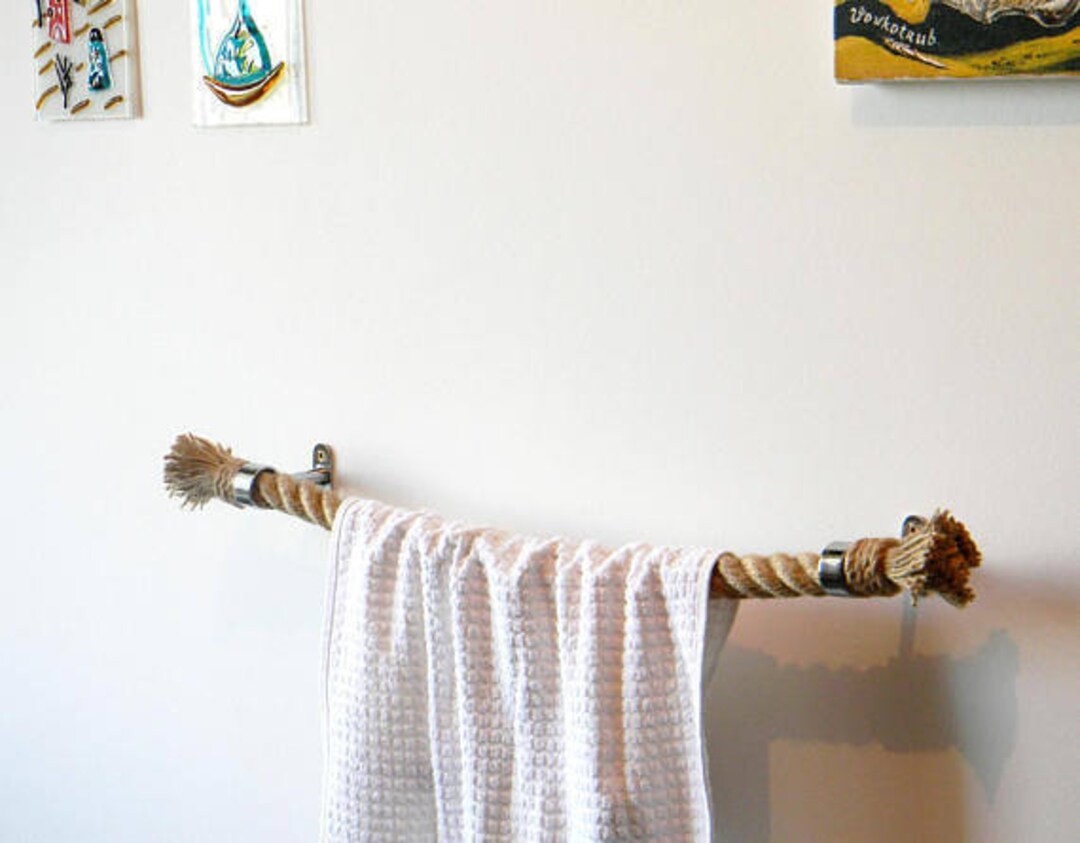 Rope Towel Holder.. Jute Rope..nautical Decor Bathroom..shabby Chic