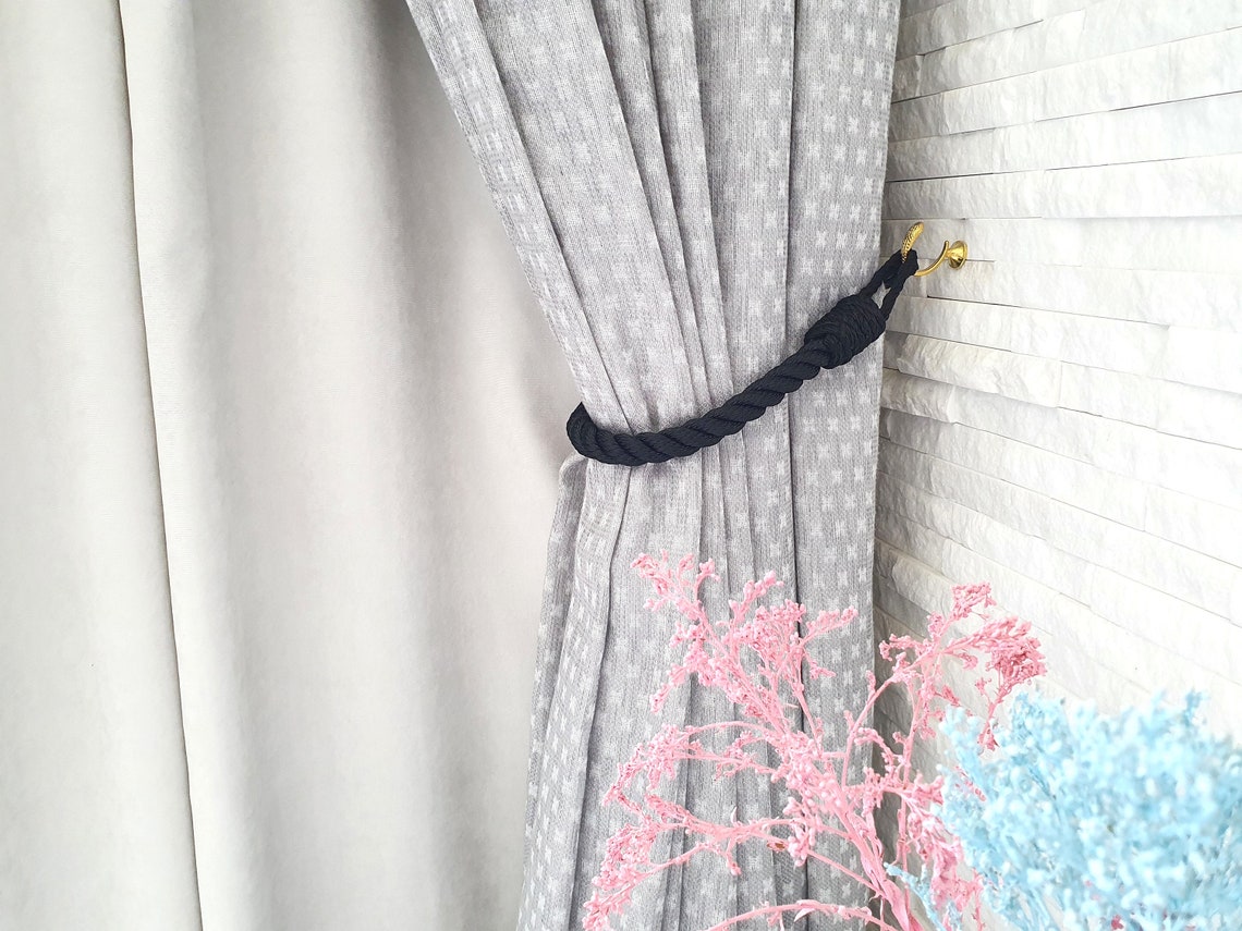 Black Curtain Tiebacks..Holdback Curtain TieBack..Nautical Etsy