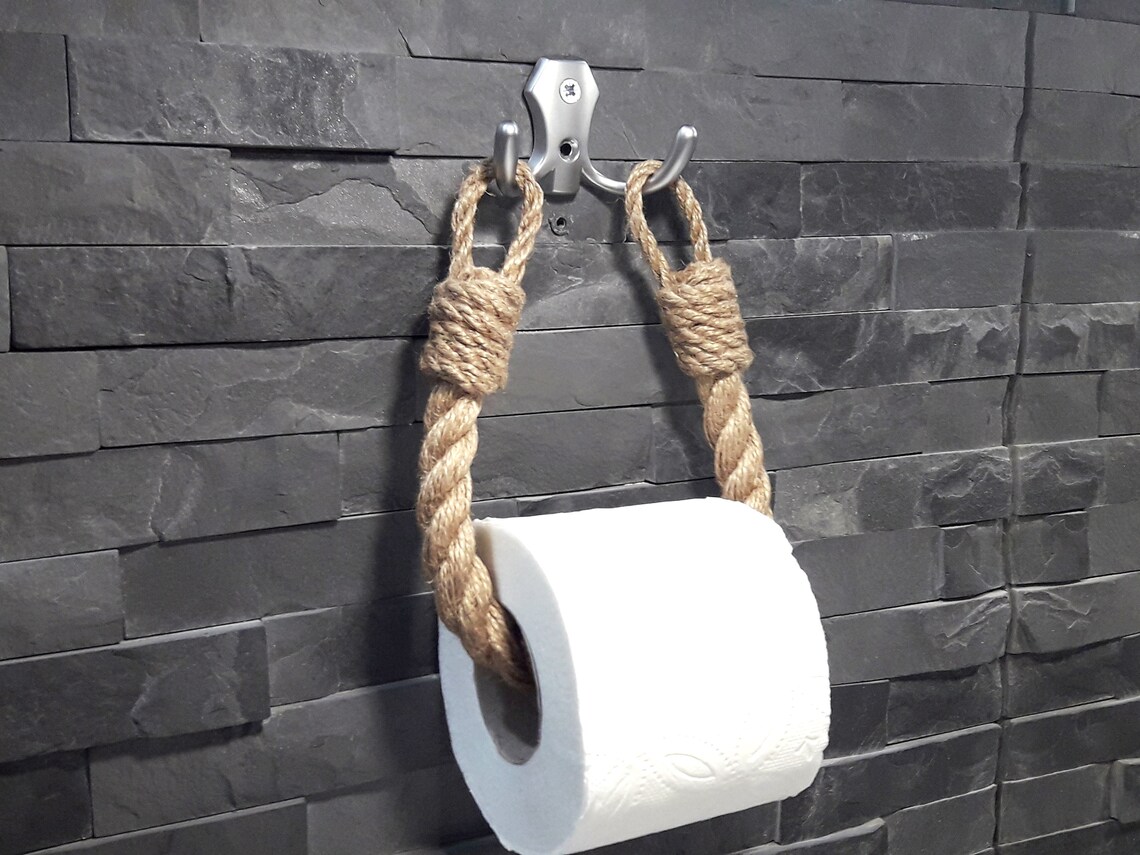 Matte Silver Hook .. Toilet Paper Holder..jute Rope Nautical - Etsy