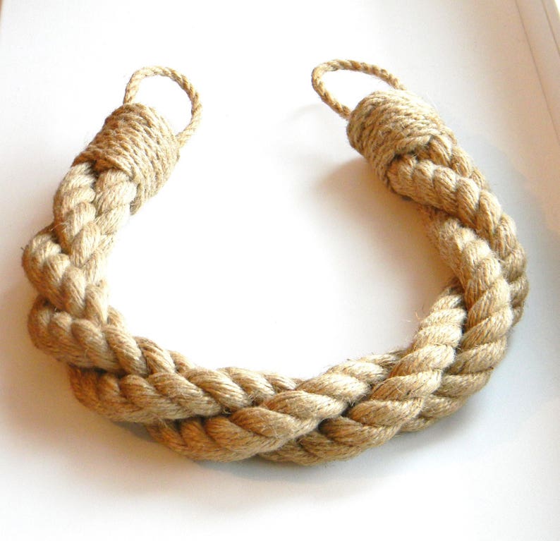 Set of 2 pcs Twisted Jute Rope Thick Jute Rope Curtain Tiebacks-Shabby Chic ties-Nautical Decor-Industrial holdbacks