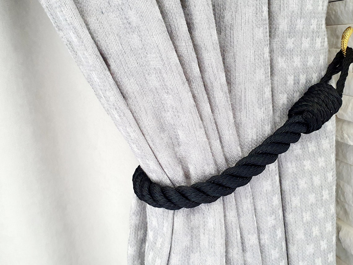 Black Curtain Tiebacks..Holdback Curtain TieBack..Nautical Etsy