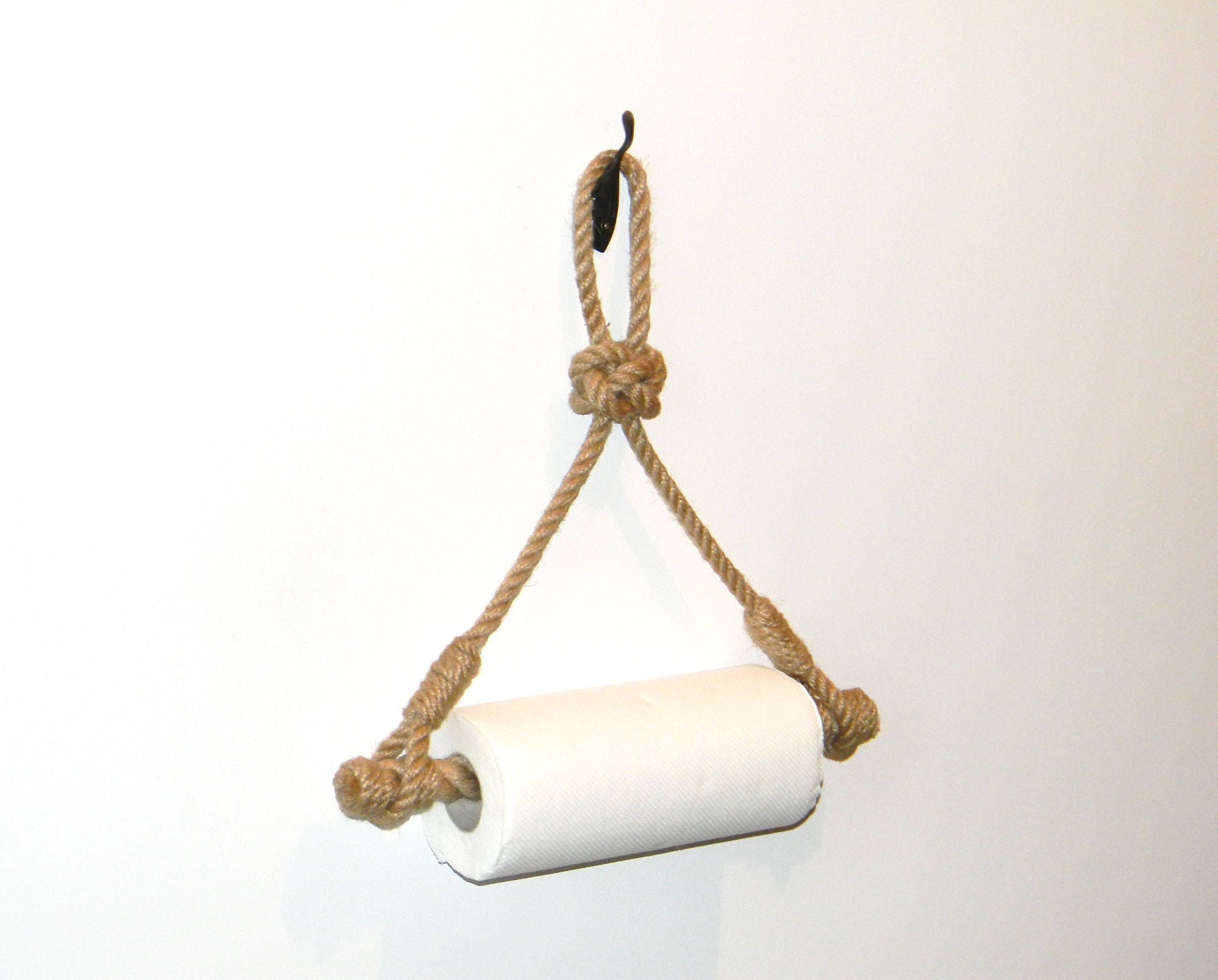 Towel Holder Jute Rope..Paper Towel Holder..Nautical Decor Etsy