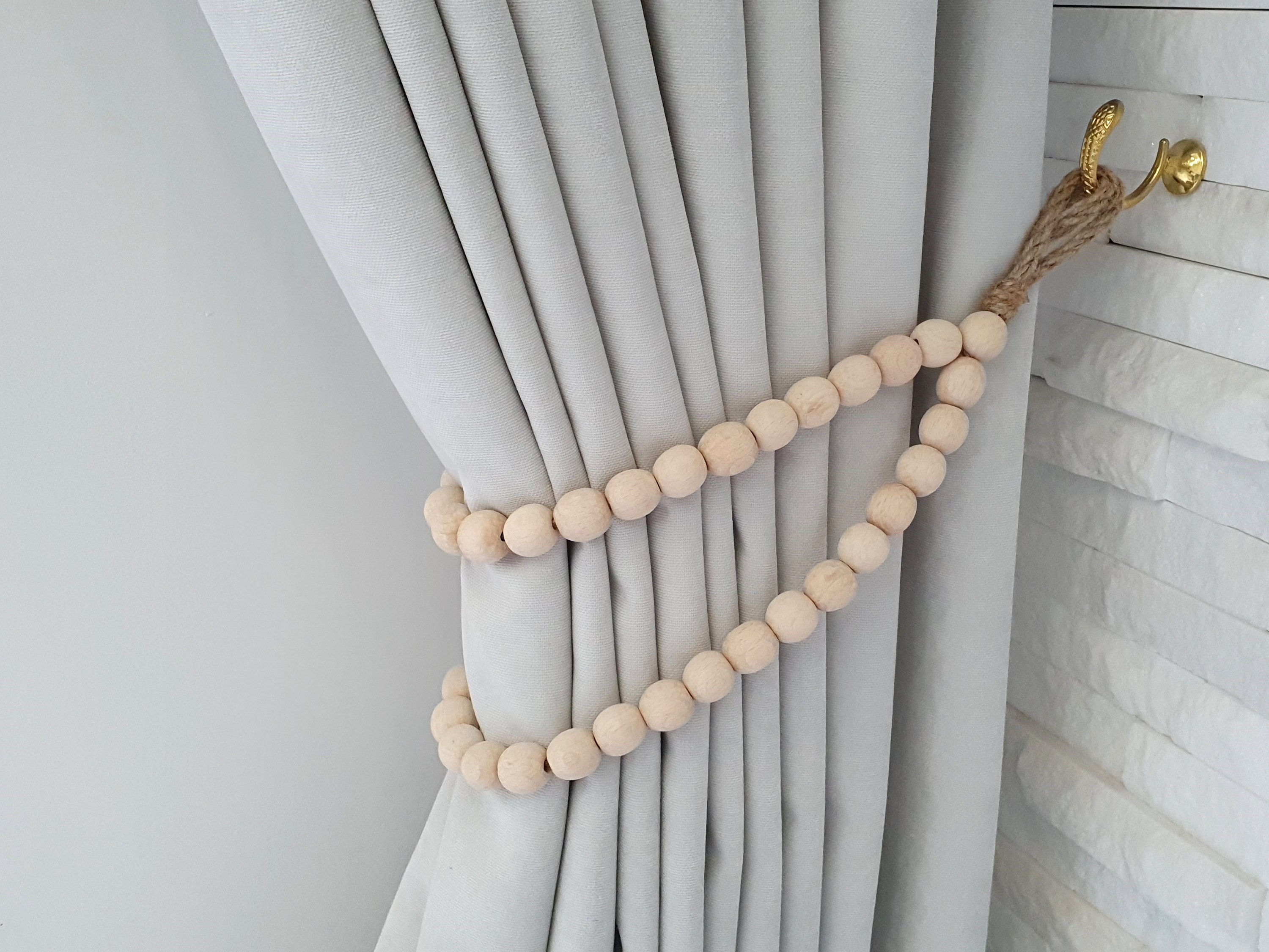 Double Tie Wooden Beads Curtain..Jute Rope Curtain Tiebacks Etsy