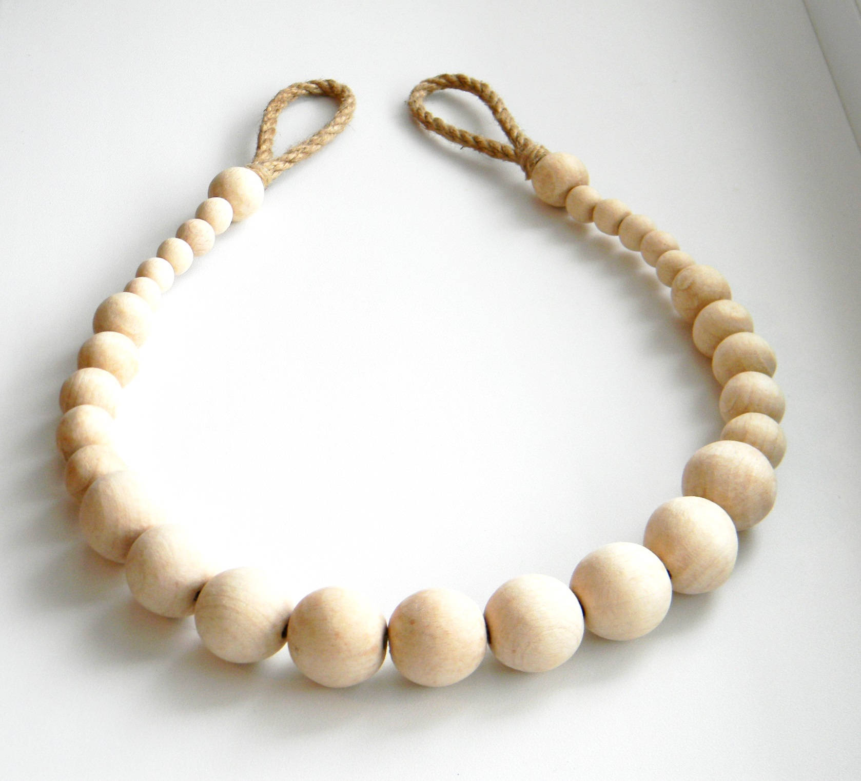 Wooden Beads Curtain Tie Backs Jute Rope Curtain Tiebacks Etsy