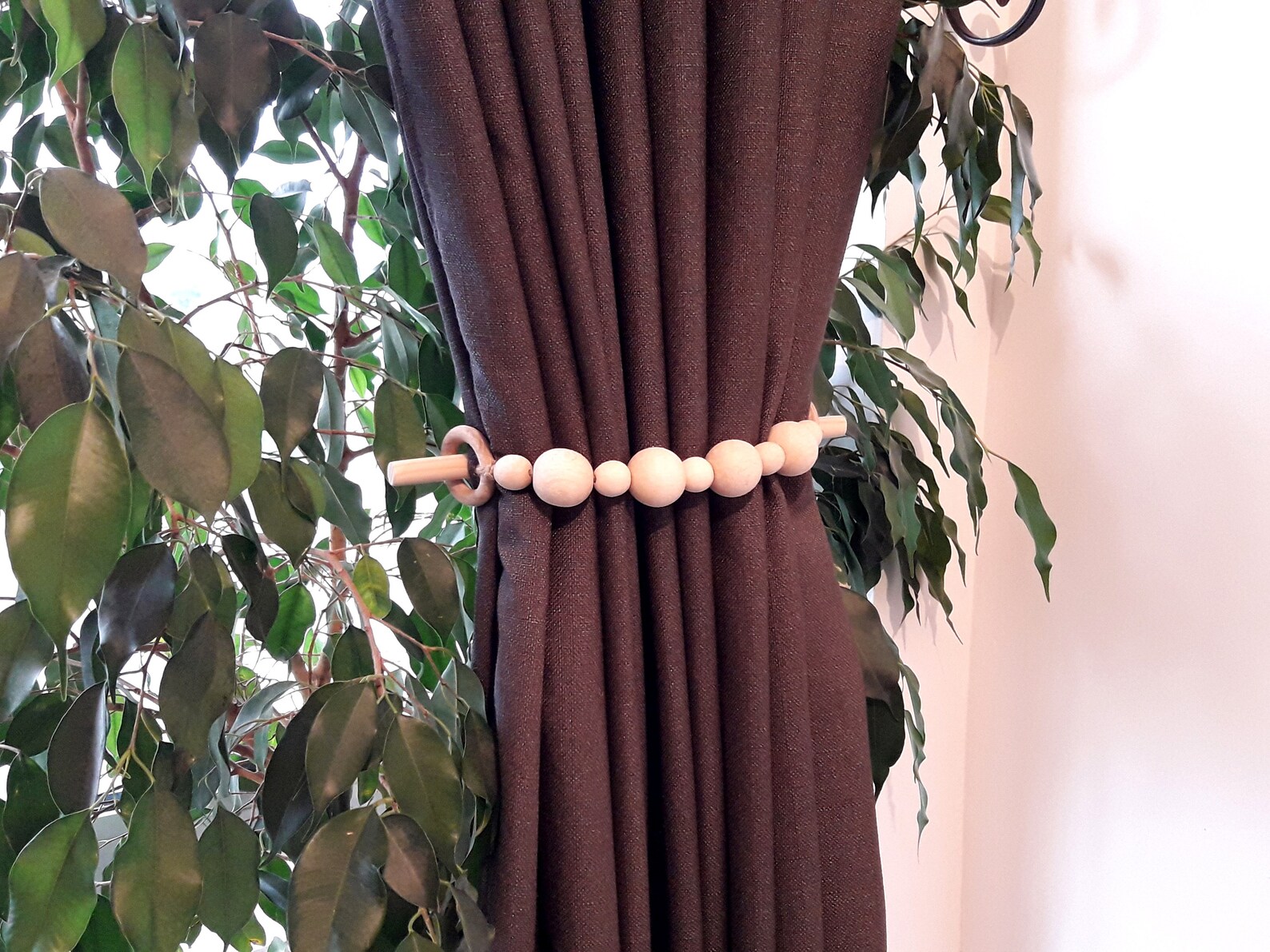 Large Curtains.. Wooden Curtain Tie Back ..jute Rope Curtain Etsy