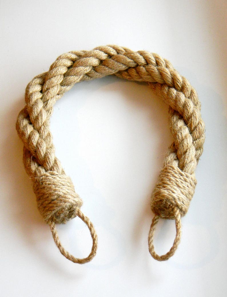 Set of 2 pcs Twisted Jute Rope Thick Jute Rope Curtain Tiebacks-Shabby Chic ties-Nautical Decor-Industrial holdbacks