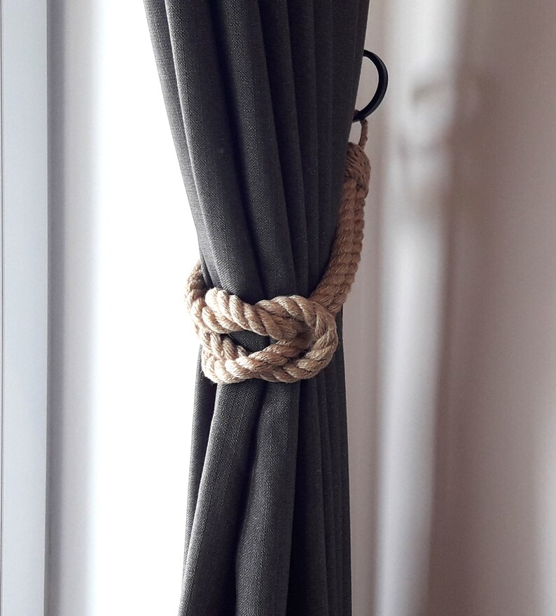 Square Knot Curtain TieBack Beach Decor Jute Rope Curtain Etsy