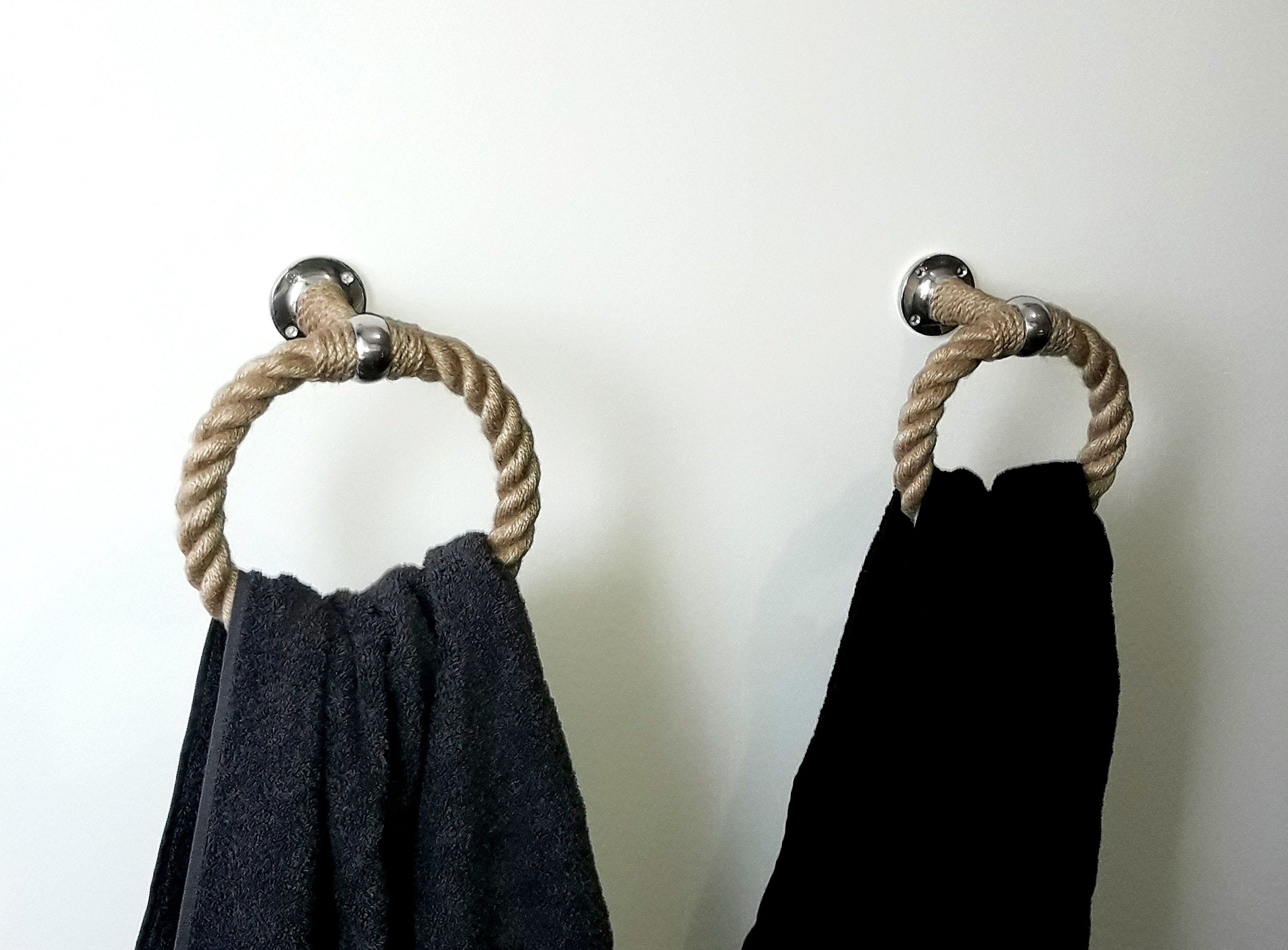 Set 2 Towel Holders..Towel Holder Jute Ring..Nautical Decor Etsy