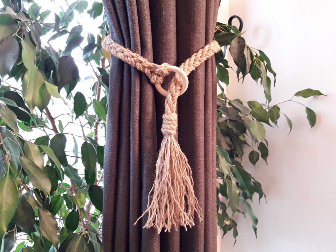 Jute Tie For Curtains With Tassel ..Curtain Tie backs Etsy