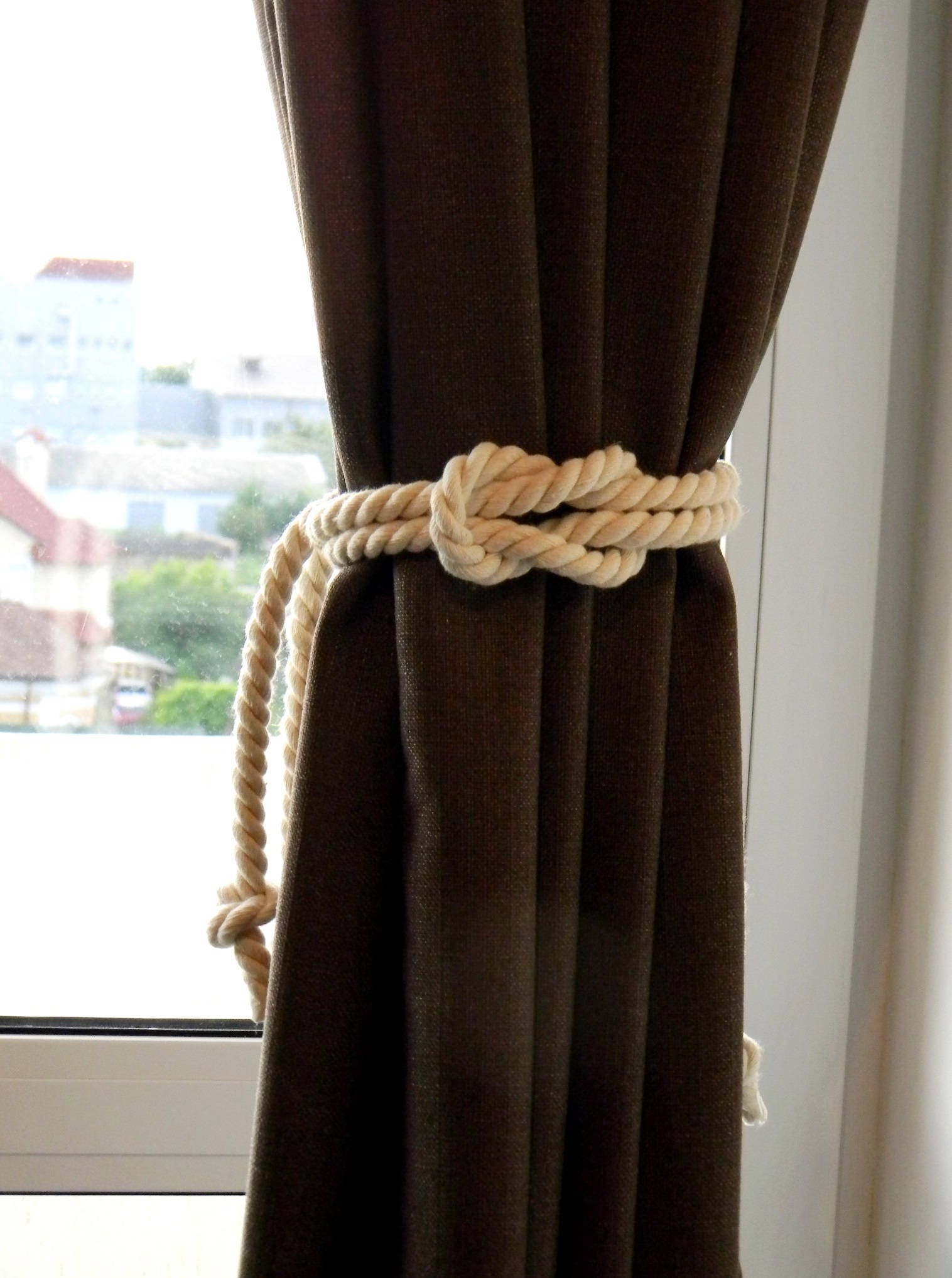 Square Knot Nautical Curtain Tie-backs Beach Decor Cotton Rope Curtain  Tiebacks 