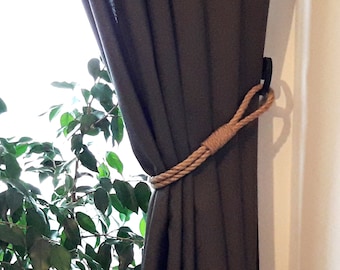 Jute Rope Curtain Tie-backs - Holdback Curtain TieBack - Nautical Decor