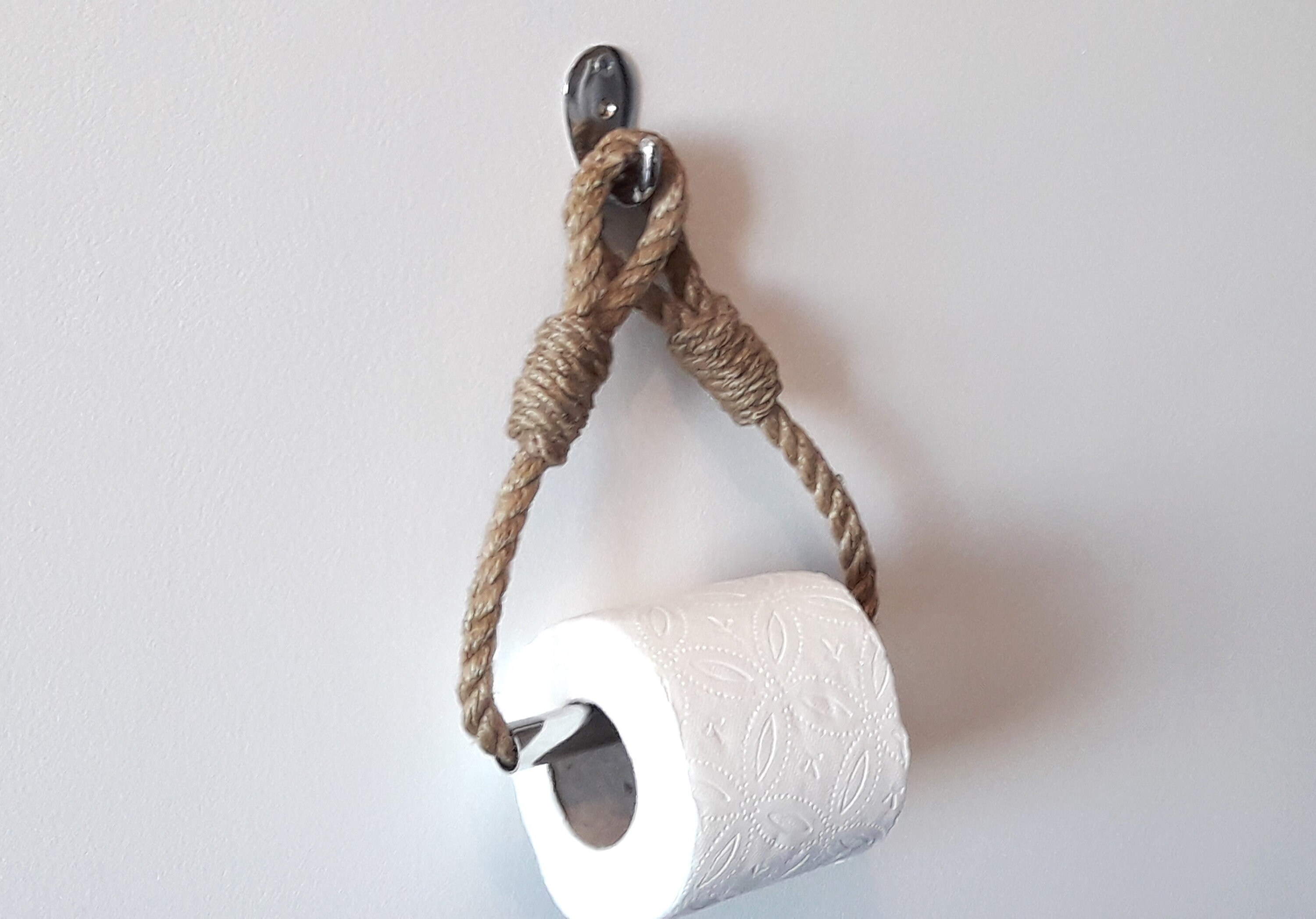 Silver Chrome Toilet Paper Holder..Jute Natural Rope..Metal Etsy
