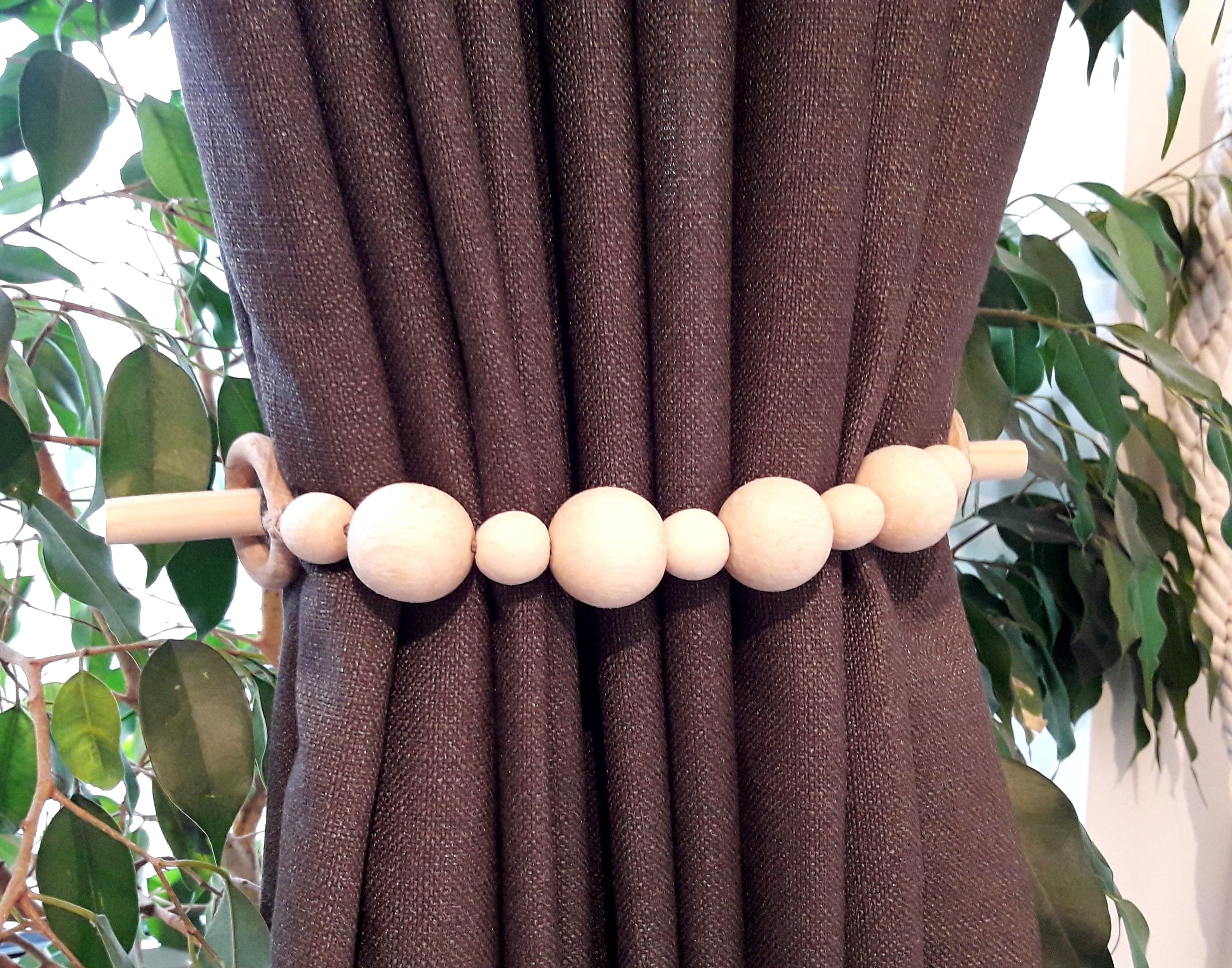 Large curtains.. Wooden Curtain Tie Back ..Jute Rope Curtain Etsy