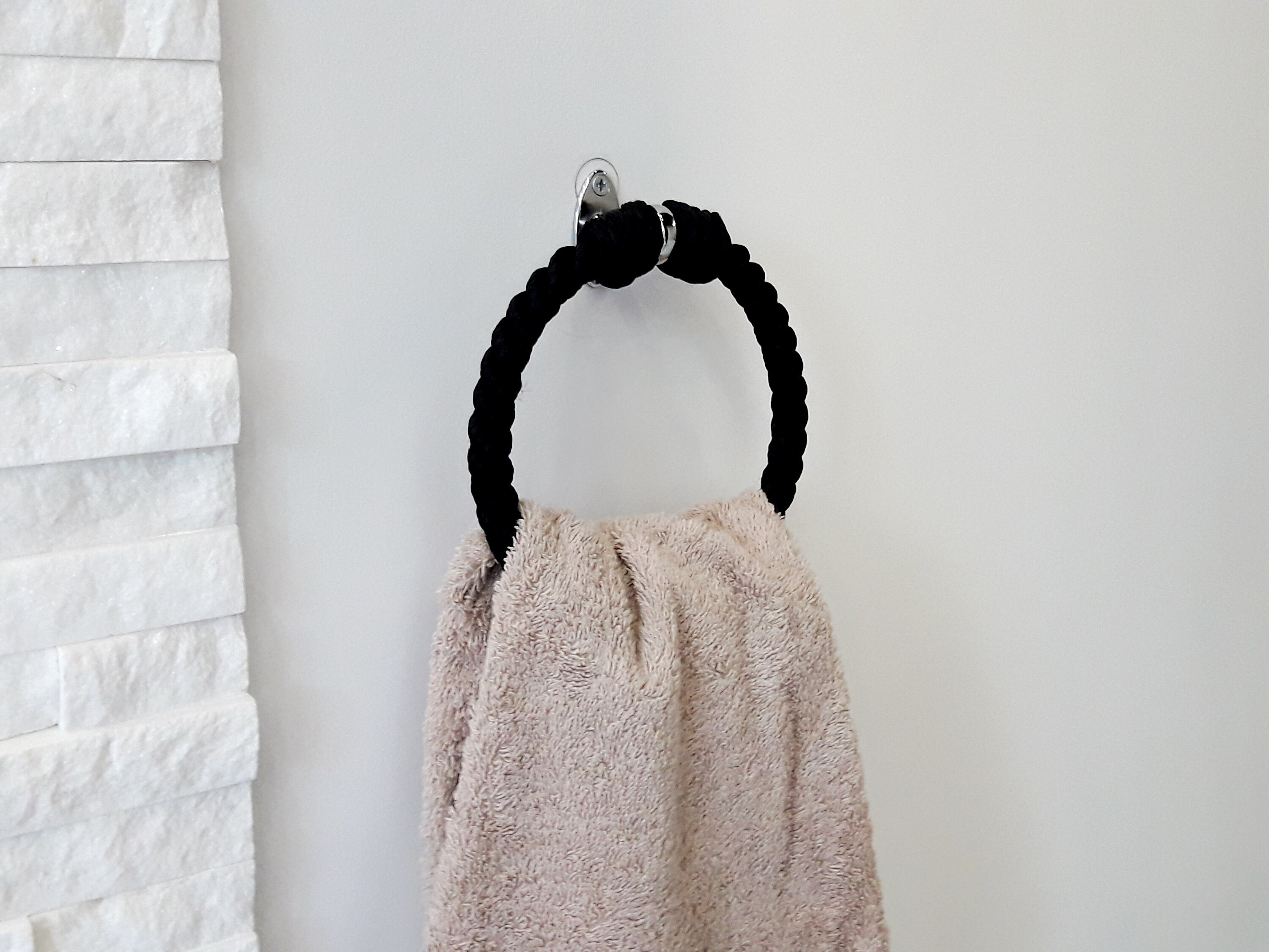 Porta toallas negro. Soporte de cuerda redonda. Accesorios de | Etsy