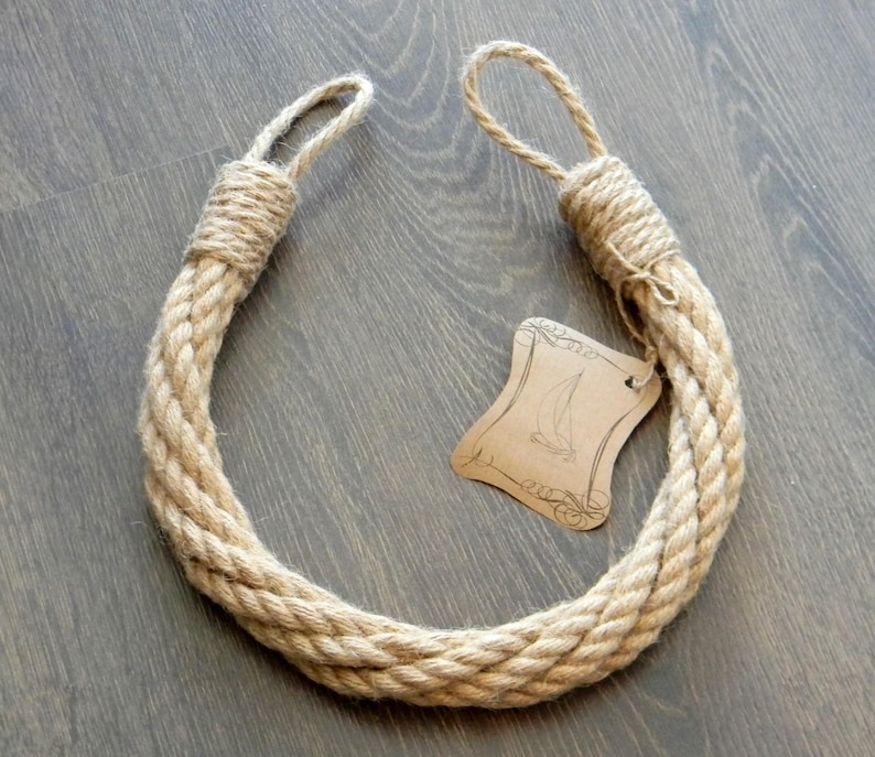 Corbata de cortina de cuerda de yute gruesa-Corbatas Shabby Chic-Decoración náutica-Retenciones industriales Cuerda de yute retorcida imagen 3