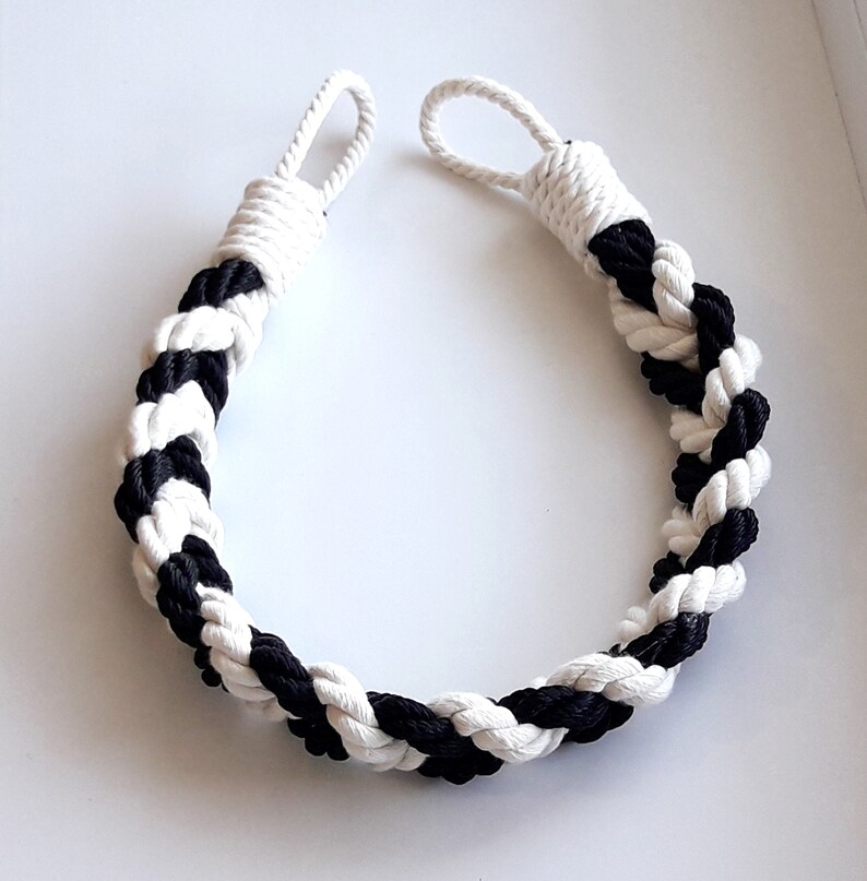 Curtain Tiebacks..black and White Curtain Tie..cotton Rope Etsy