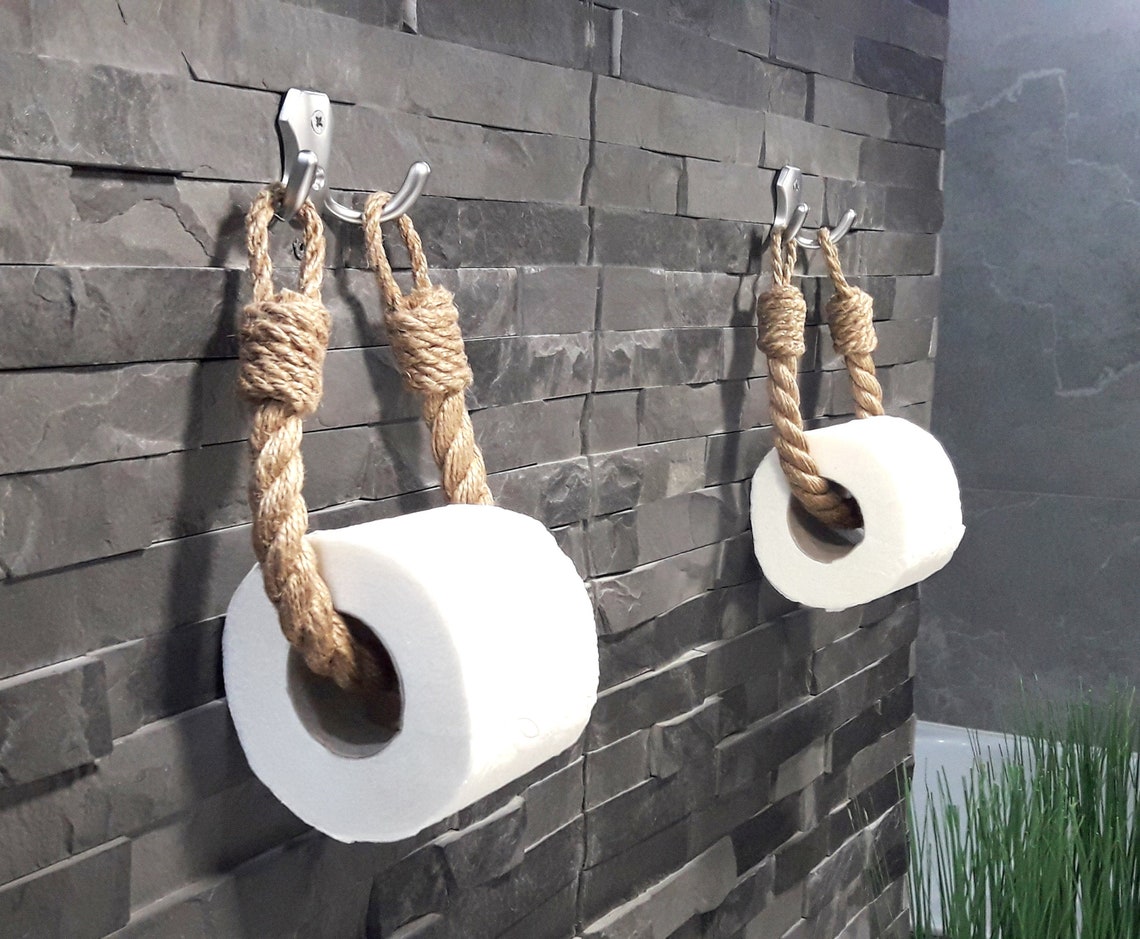 Matte Silver Hook .. Toilet Paper Holder..jute Rope Nautical - Etsy