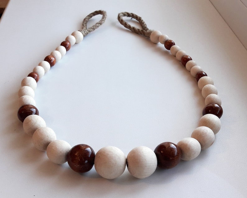 Wooden Beads Curtain Tie Backs Jute Rope Curtain Tiebacks Etsy