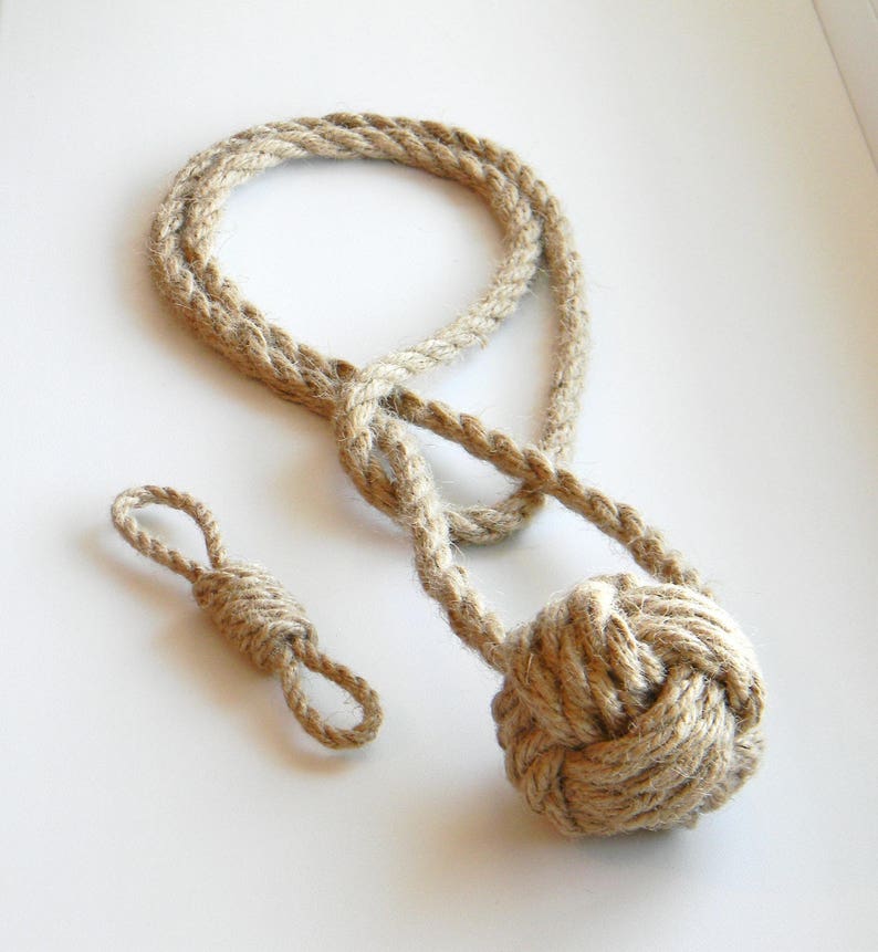 Jute Rope Monkey Fist Knot..Rustic Tiebacks..Nautical Etsy