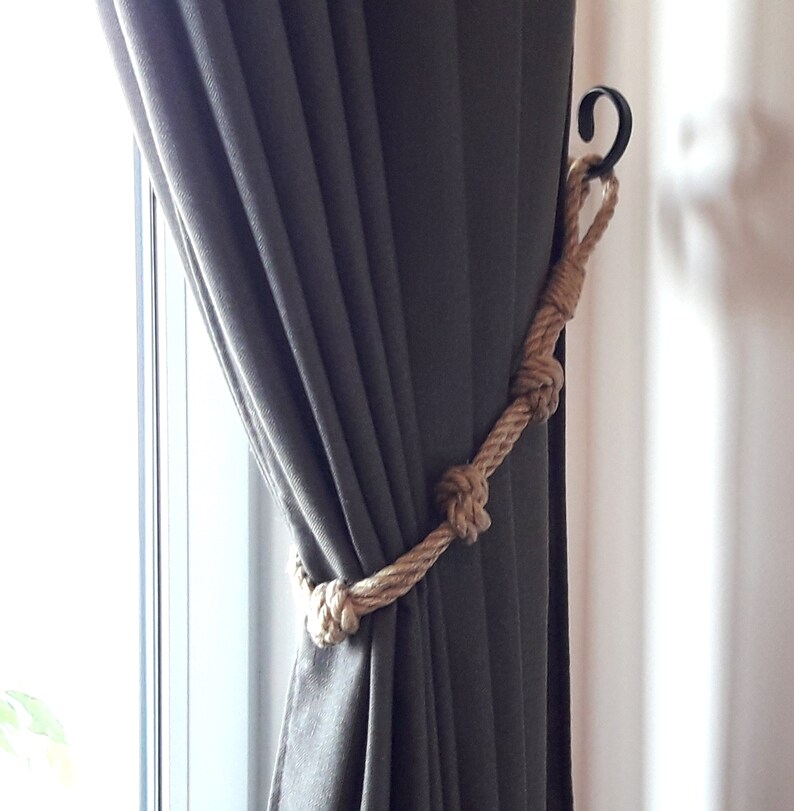 Jute Rope Curtain Tie backsNautical Curtain TieBacksShabby Etsy