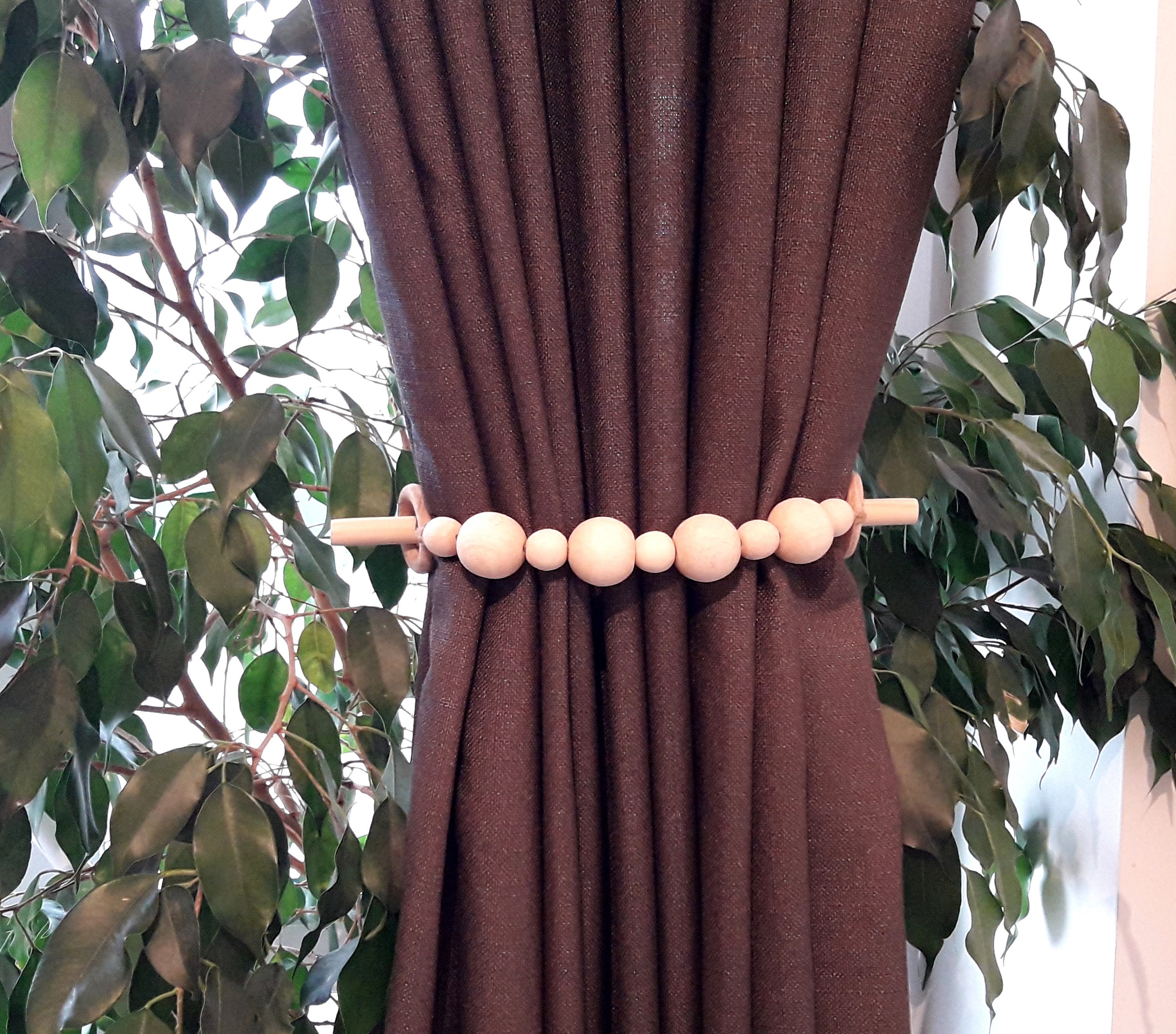 Large curtains.. Wooden Curtain Tie Back ..Jute Rope Curtain Etsy