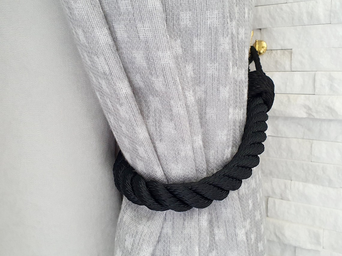 Black Curtain Tiebacks..Holdback Curtain TieBack..Nautical Etsy