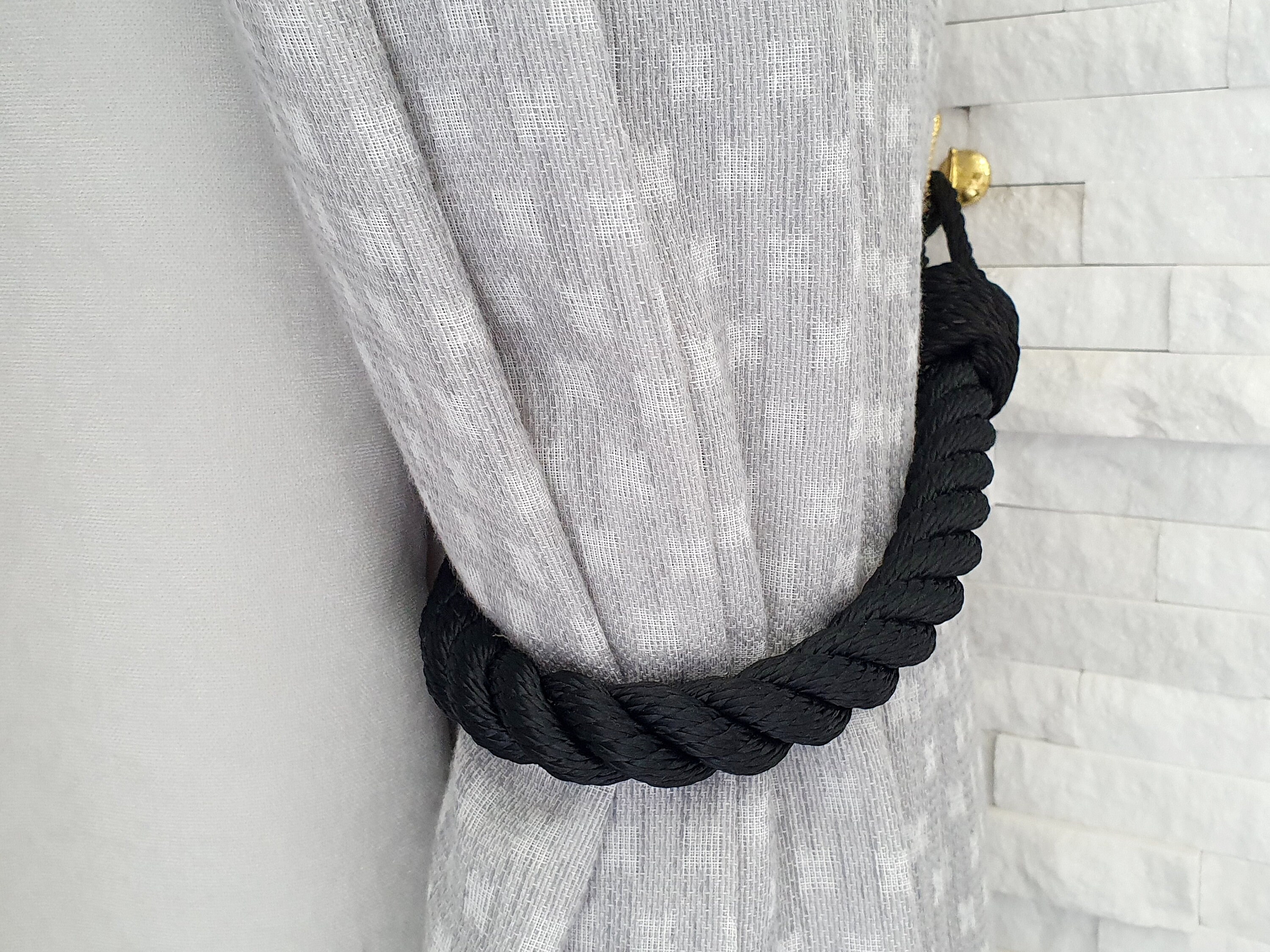Black Curtain Tiebacks..Holdback Curtain TieBack..Nautical Etsy