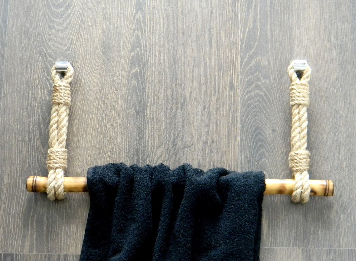 Holder Towels Bamboo..Eco Style ..Jute Rope Towel Holder.. Etsy