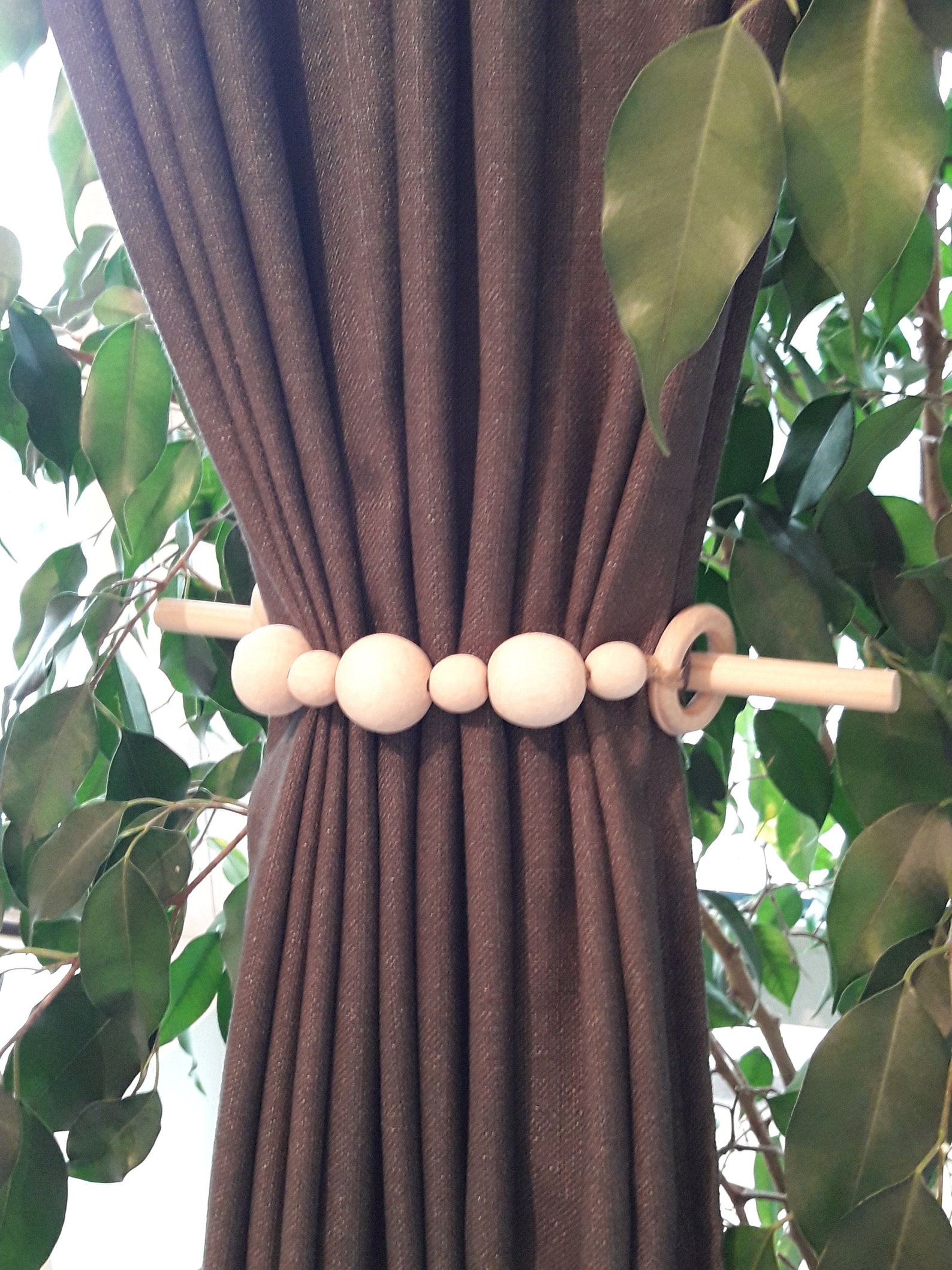 Large curtains.. Wooden Curtain Tie Back ..Jute Rope Curtain Etsy