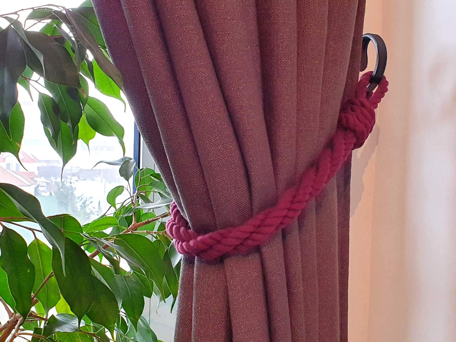 Tiebacks retorcidos en borgoña Corbata cortina de cuerda de | Etsy