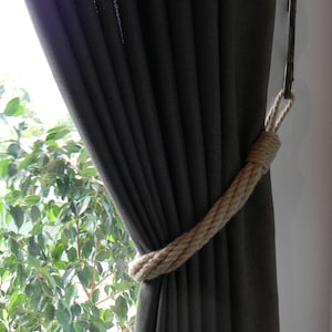 Corbata de cortina de cuerda de yute gruesa-Corbatas Shabby Chic-Decoración náutica-Retenciones industriales Cuerda de yute retorcida imagen 6