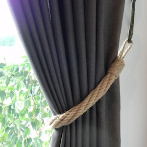 Corbata de cortina de cuerda de yute gruesa-Corbatas Shabby Chic-Decoración náutica-Retenciones industriales Cuerda de yute retorcida imagen 8