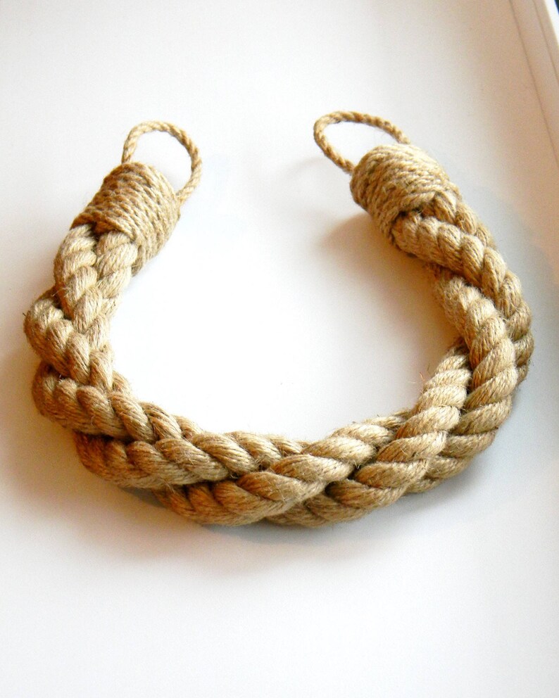 Set of 2 pcs Twisted Jute Rope Thick Jute Rope Curtain Tiebacks-Shabby Chic ties-Nautical Decor-Industrial holdbacks