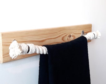 Cotton  Rope Towel Holder..Nautical Decor Bathroom..Shabby Chic..Towel rack