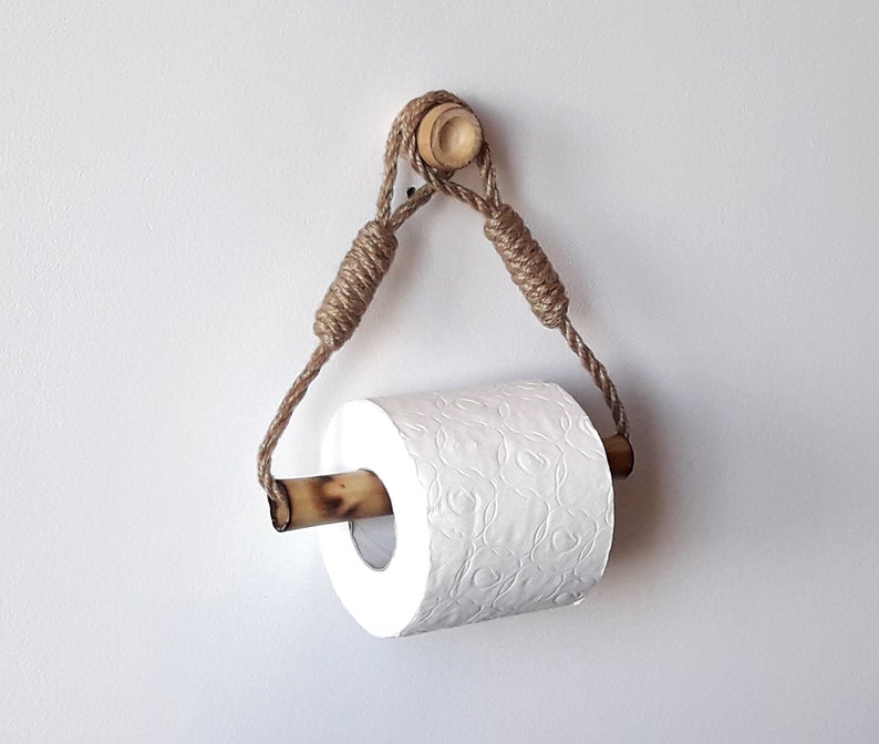 Toilet Paper Holder..bamboo Roll Holder..jute Rope Decor.. Etsy