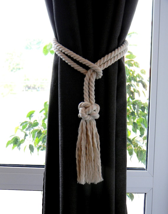 Set Of 2 Pcs Diamond Knot Curtain Tie Backs Cotton Rope Etsy
