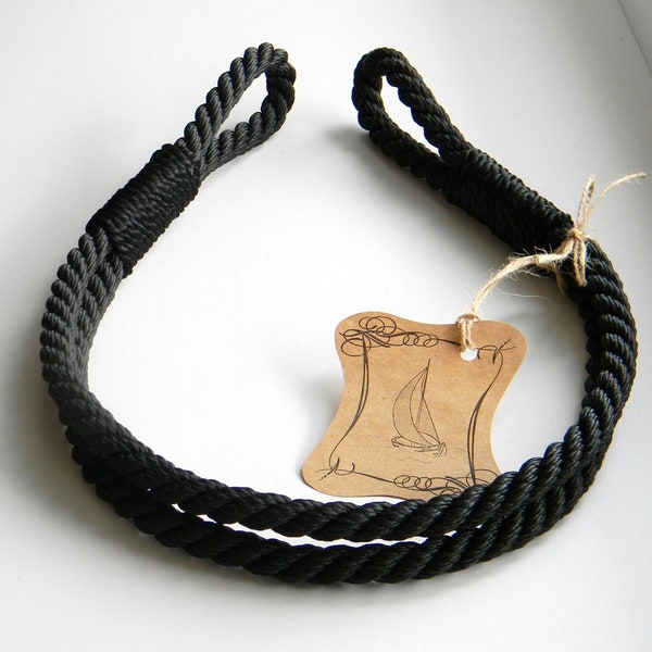Black Rope Curtain Tie-backs..Holdback Curtain TieBack..Nautical Decor..Black Cotton Tie backs..