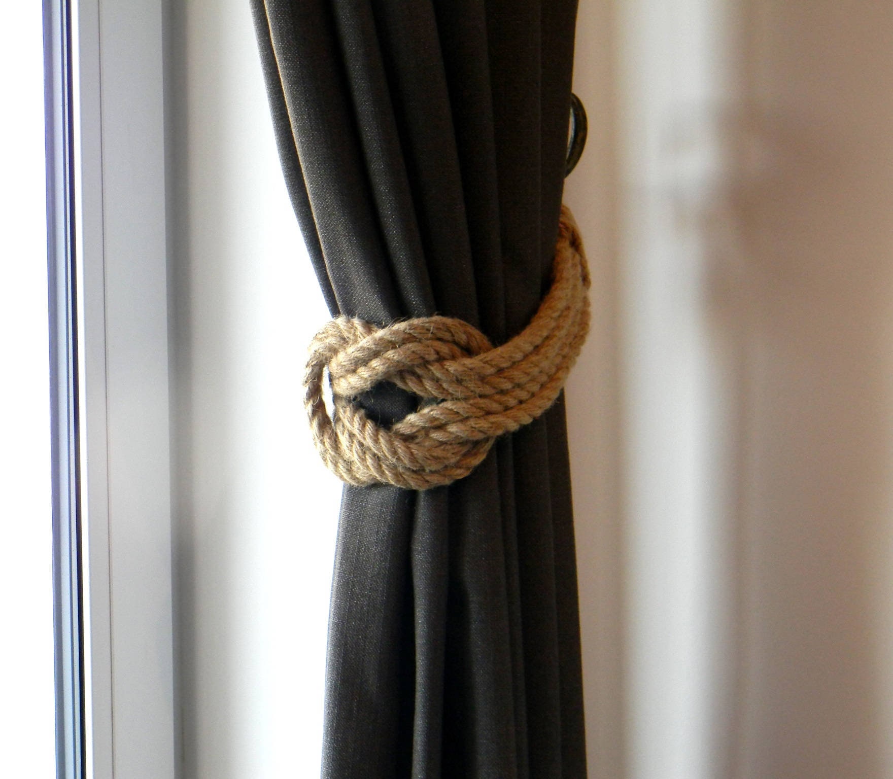 Curtain Tie Back..jute Rope Double Square Knot..nautical Etsy Canada
