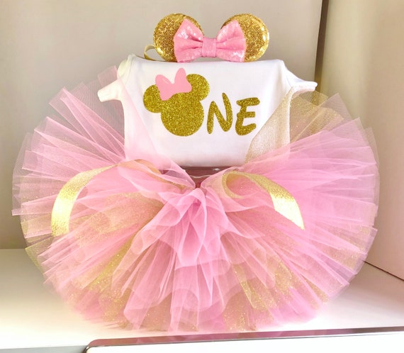 pink and gold 1st birthday outfit