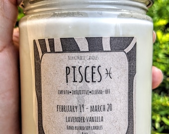 Pisces Soy Candle Gift for Valentine's day, wedding, bridesmaids, birthday, mother's day, gifts for friends, gifts for her, gifts for wife