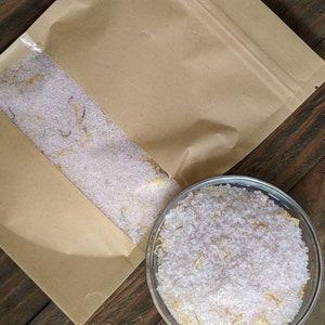 Herbal Bath Salt, relaxing bath salts, calendula, himalayan sea salt, epsom salt bath,