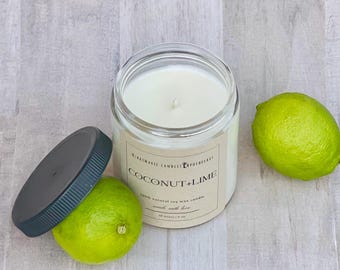 Vela de cera de soja con aroma a coco y lima