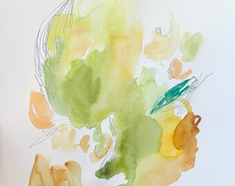 Original abstract watercolor 14”x17”