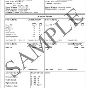 Plantilla de expediente académico de secundaria