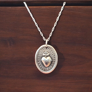 Sterling Silver Sacred Heart Necklace | Sacred Heart Pendant | Catholic Necklace | Heart of Jesus | Christian Jewelry | Faith Gift
