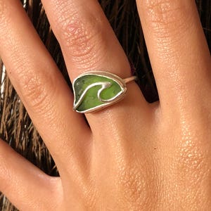 Sterling Silver Sea Glass Wave Ring Ocean, Waves,Beach, Beach Glass image 5