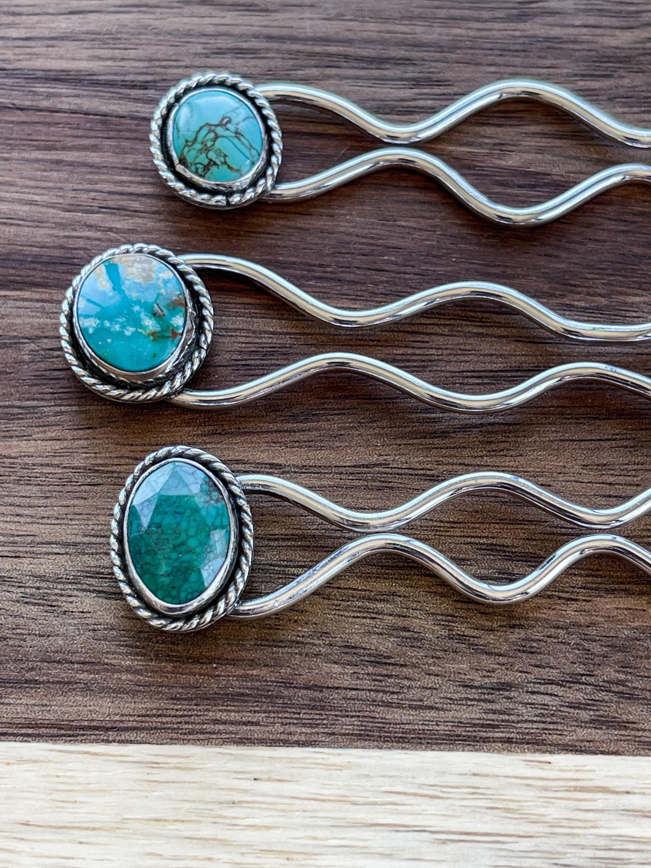 ---> The Haute Bohemian Jewelry Hair Accessories // Red River Turquoise Sterling Silver "Mini" Hair Fork/Pin 3 3/4” Accessoires Haaraccessoires Haarspelden 