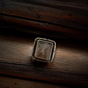 Dendritic Agate Ring|| Sterling Silver|| Square Ring|| Botanical || Nature ||Picture Ring