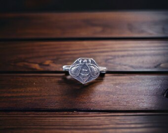 Sterling Silber Bumble Bee Stapel Ring ||Honigbiene || Schlicht || Zierlich || Natur-Ring