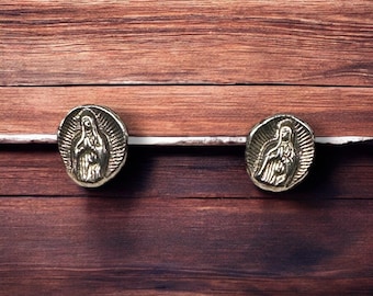 Sterling Silber Jungfrau Maria Ohrstecker | Unsere Liebe Frau von Guadalupe Ohrringe | Katholische Ohrstecker | Christlichen Schmuck | Glaube Geschenk